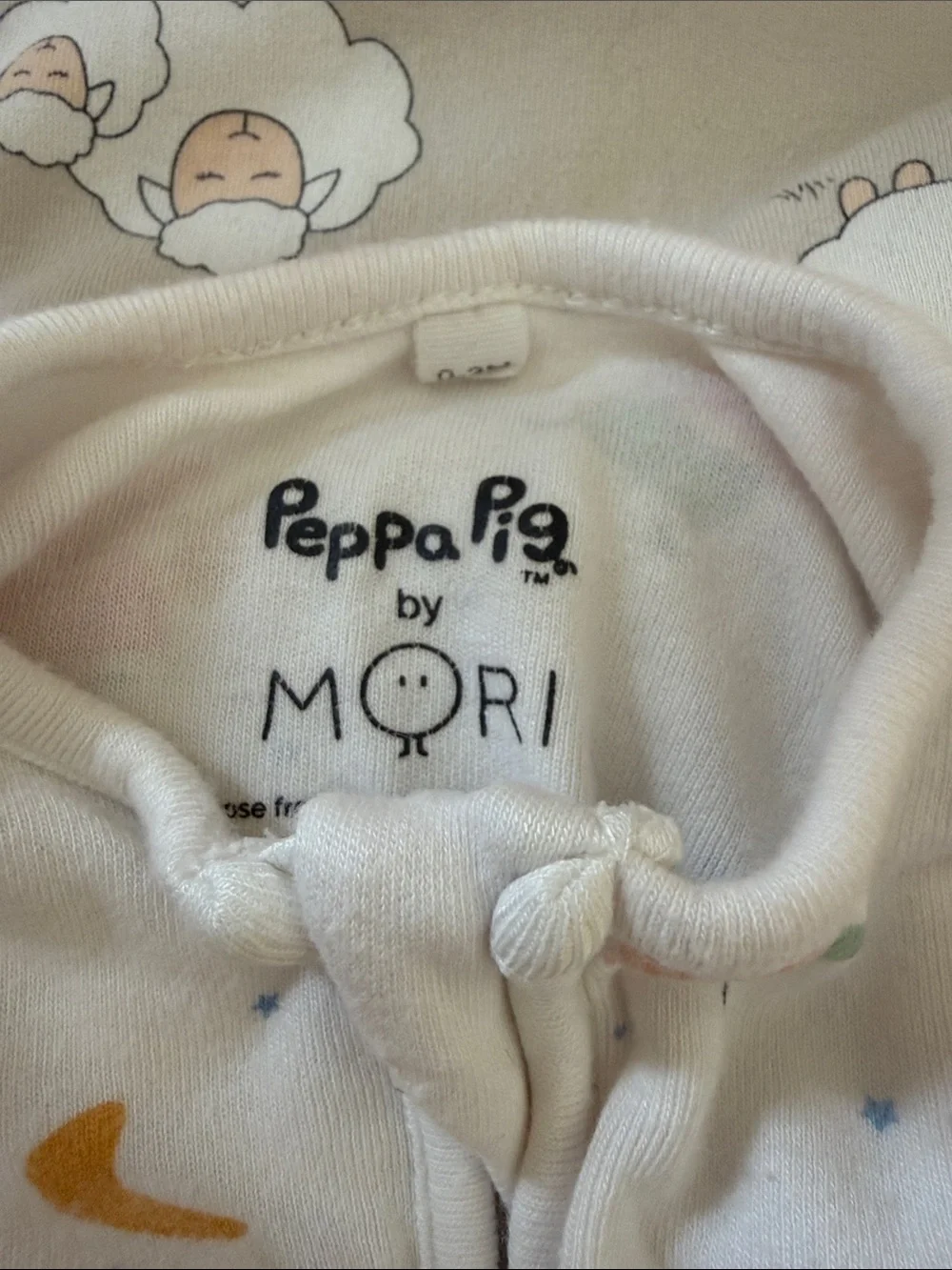 Mori White Baby Footed One-Piece Pajama with Peppa Pig Character Print